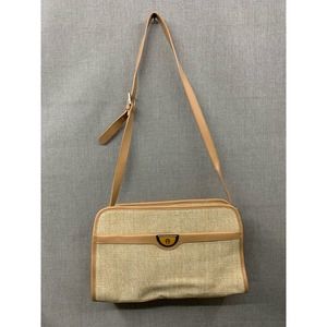 Vintage Etienne Aigner Jute and tan leather crossbody bag. Great condition.